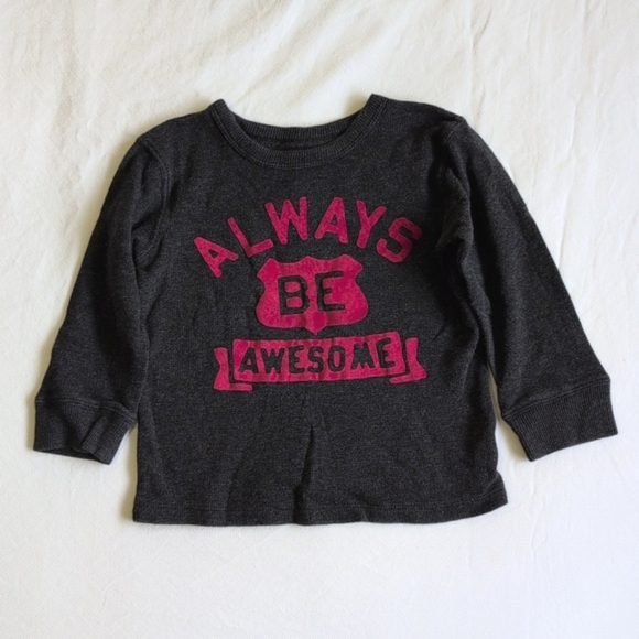 oshkosh b'gosh graphic thermal waffle knit long sleeve shirt 3T toddler boys - Picture 1 of 6